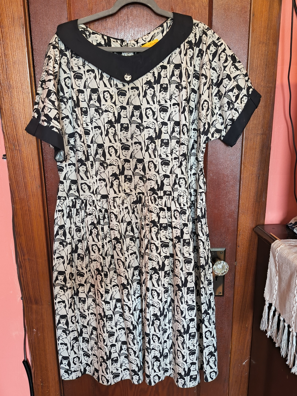 Bernie Dexter Photo Booth Face Novelty Print Dress Black/White Rockabilly